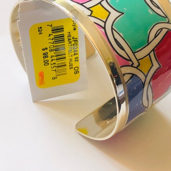 Brighton Multicolor Enamel Cuff Bracelet - Pink, Teal, Red, Yellow, Blue - Picture 5 of 6